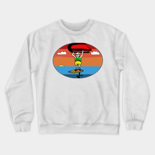 old fart on wingfoil Crewneck Sweatshirt by Rick Post